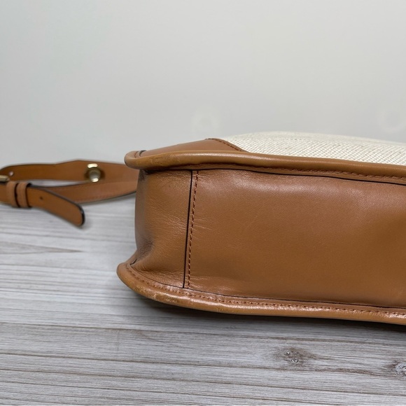 Michael Kors Sullivan Large Leather and Linen Messenger Bag travel office career - Picture 7 of 12